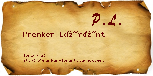 Prenker Lóránt névjegykártya